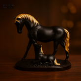 ARTISTIC BLACK HORSE STATUE – GOLD HIGHLIGHTS  LIVING ROOM DECOR